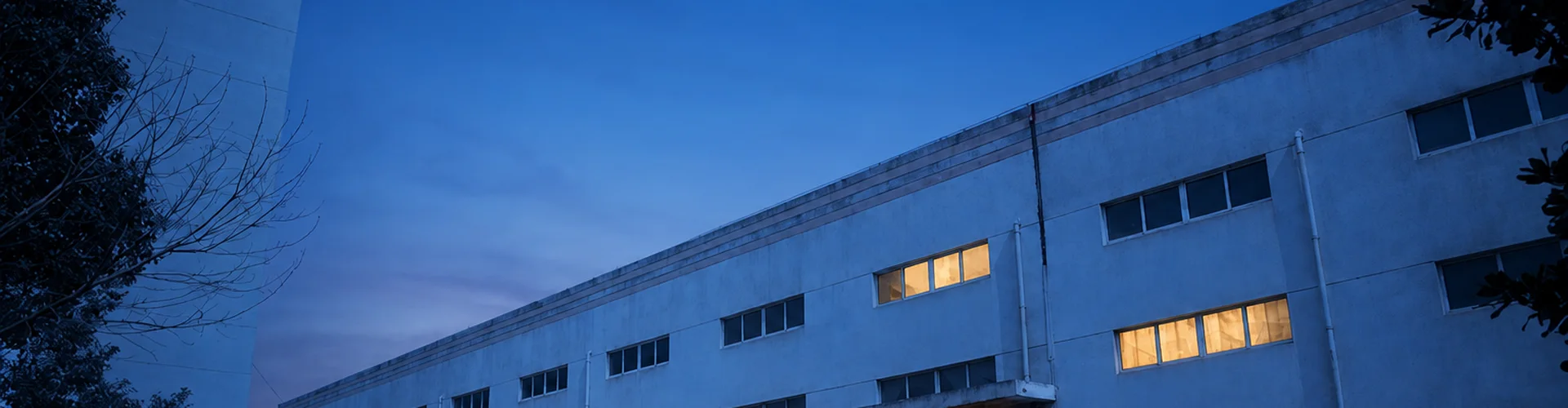 Factory of Ping Fang, a trolley supplier in Shanghu Town, Changshu, at dusk