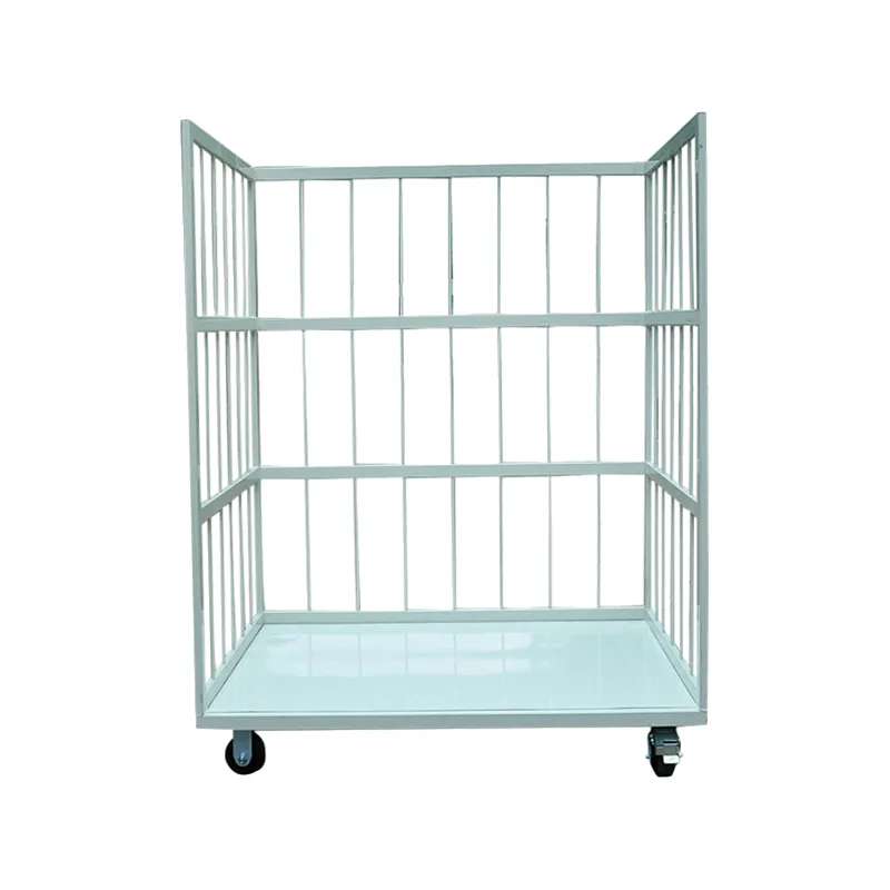 3 Sided Fence Folding Material Handling Steel Roll Cage Trolley
