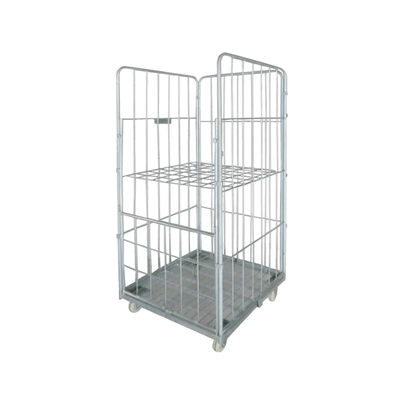 4 Sided Logistic Storage Galvanized Metal Foldable Roll Container