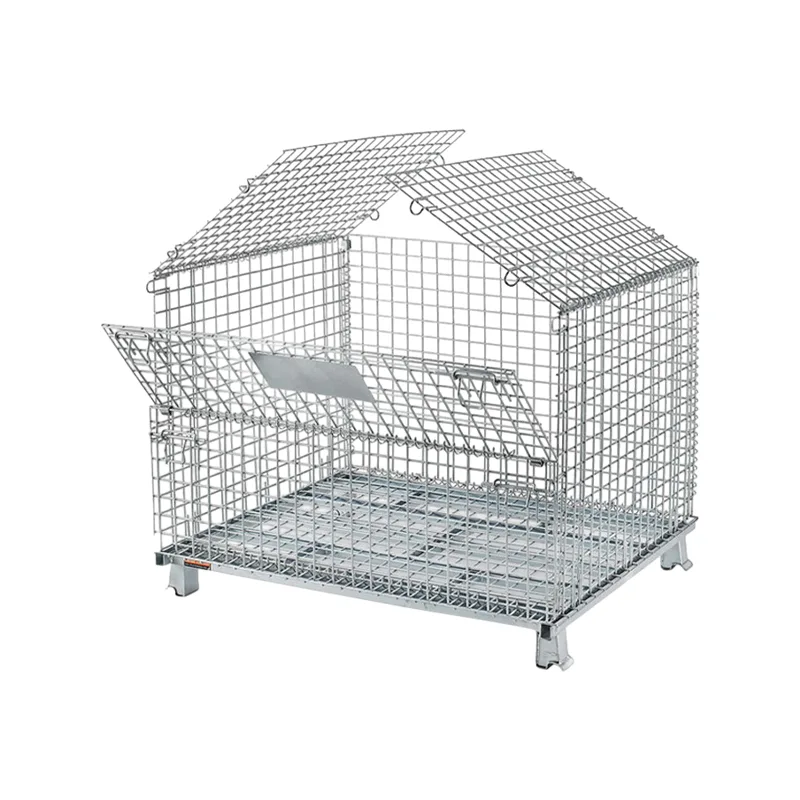 Foldable Container Galvanized Metal Wire Storage Cage