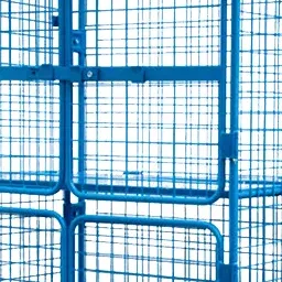 Lockable door panels and closed mesh walls of the PFRC017 security roll cage