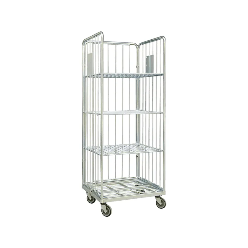 Industrial Logistic Multi-Layer Folding 3 Sided Roll Cage Trolley