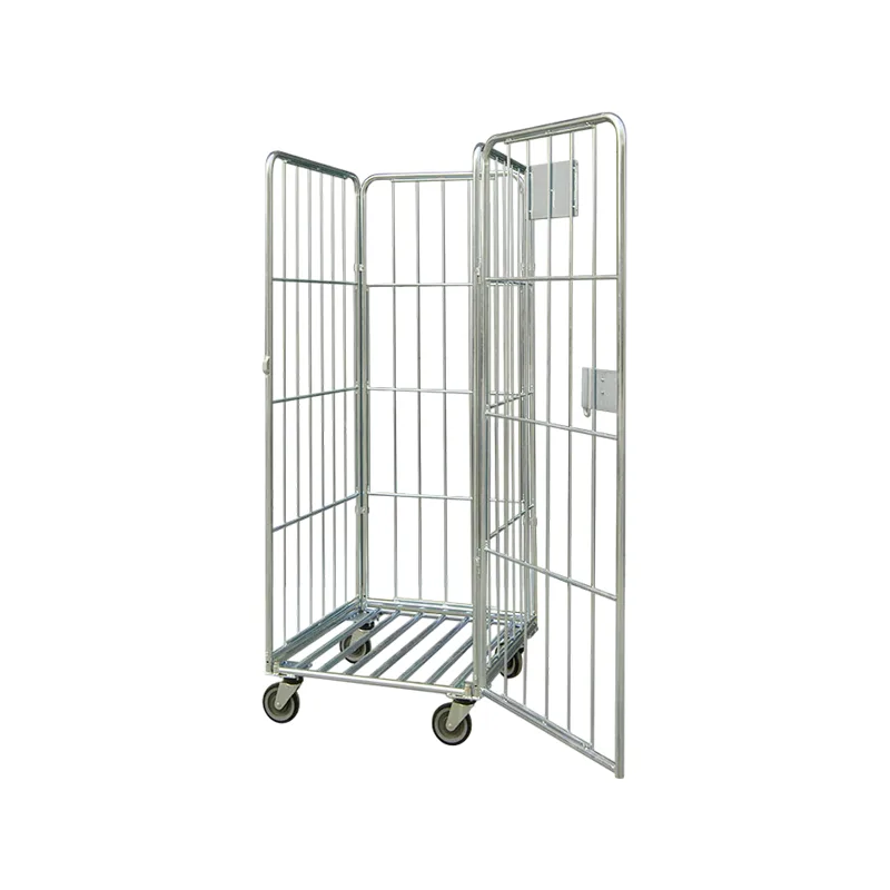 Industrial Warehouse Logistics Storage Collapsible Steel 4 Sided Mesh Roll Container