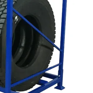 End frame and diagonal retaining brace holding the truck tire row on the PFTR004 rack