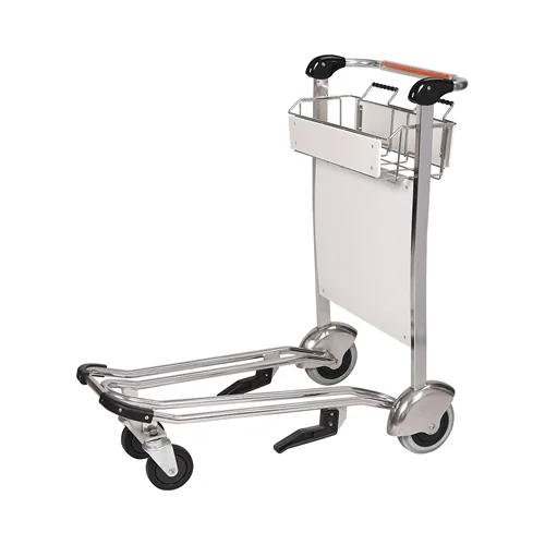 Stainless Steel Airport Trolley 1070 x 620 x 1030 mm with TPU and Rubber Wheels