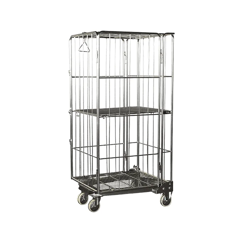 Two Layers 4 Sided Closed With Top Net Roll Container Roll Cage Trolley