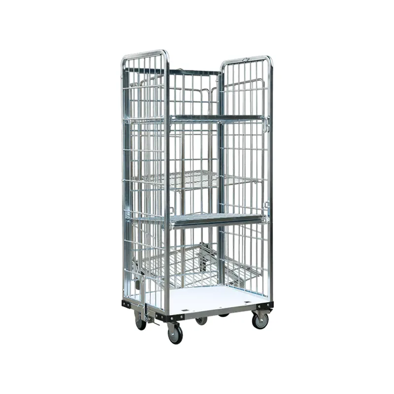 Warehouse Three Layer Fence Folding 3 Sided Roll Container