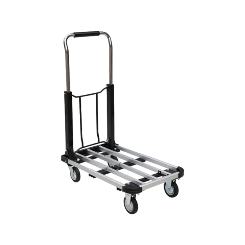 Folding flatbed platform trolley with swivel casters