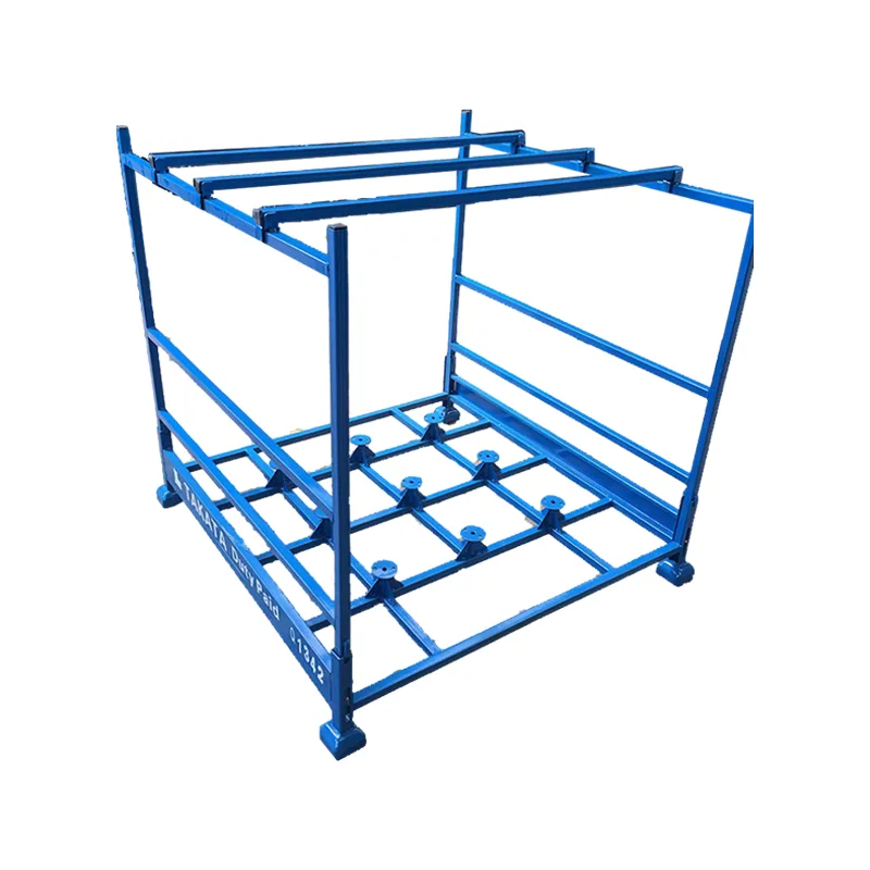 Custom blue automotive parts rack built to customer drawing