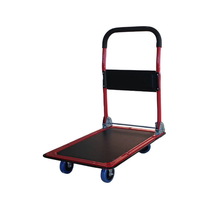 Rolling platform luggage trolley with steel deck